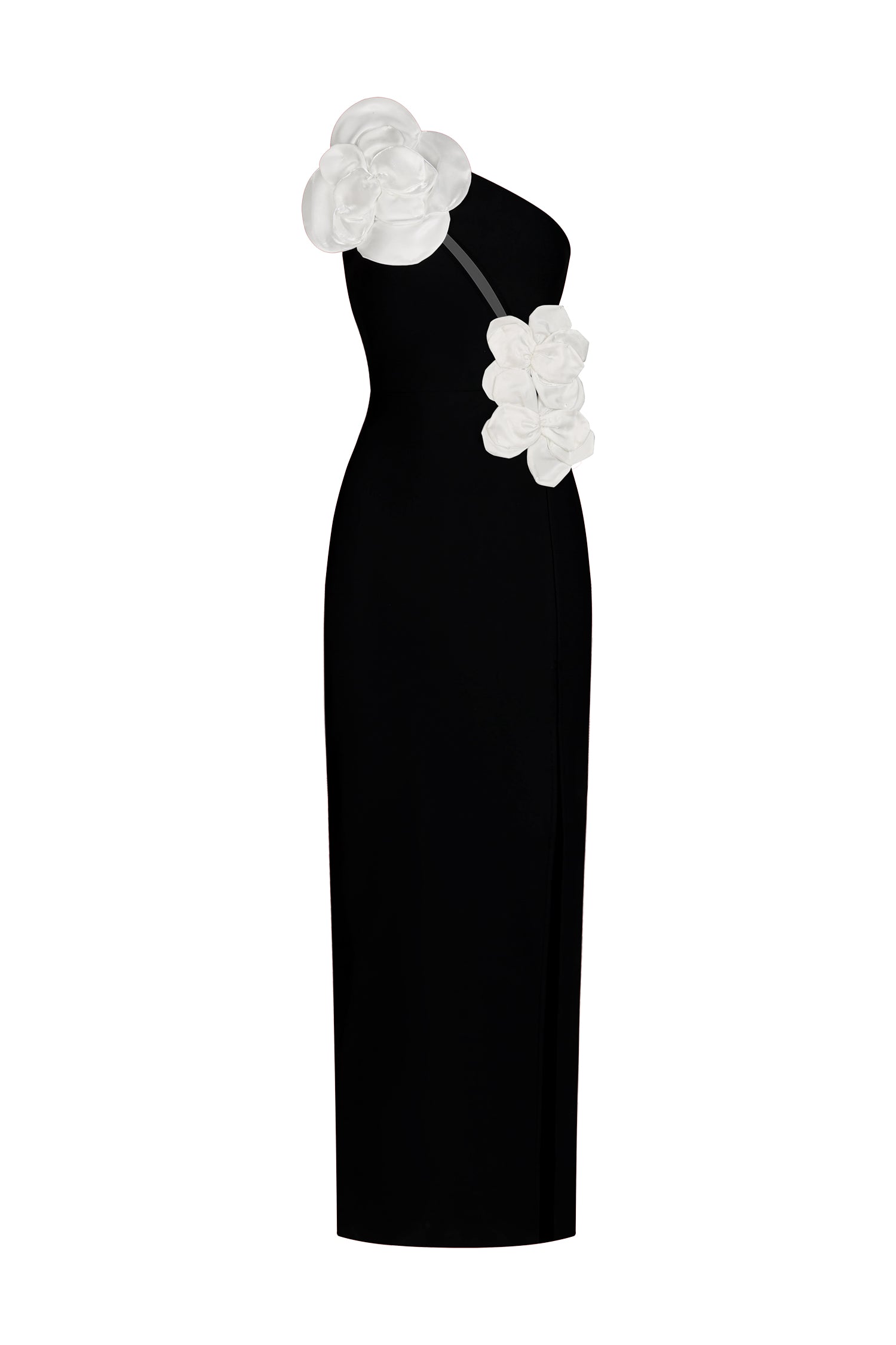Jane Flowers High Slit One Shoulder Bandage Maxi Dress
