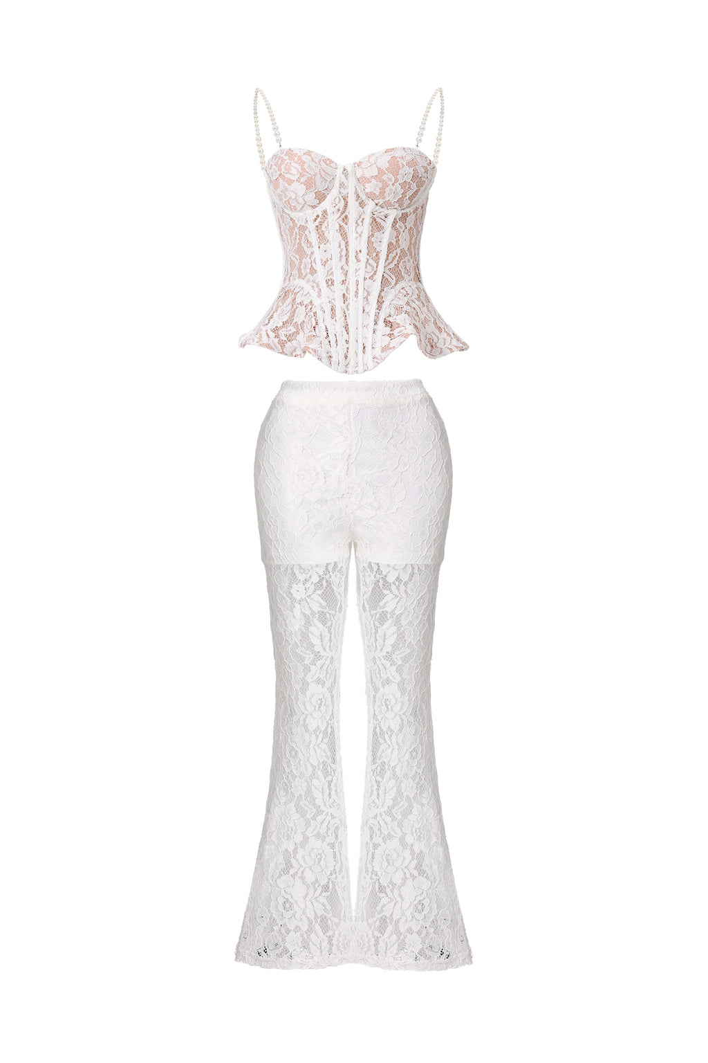 Panra Sleeveless Lace Pearl Maxi Two Piece Set