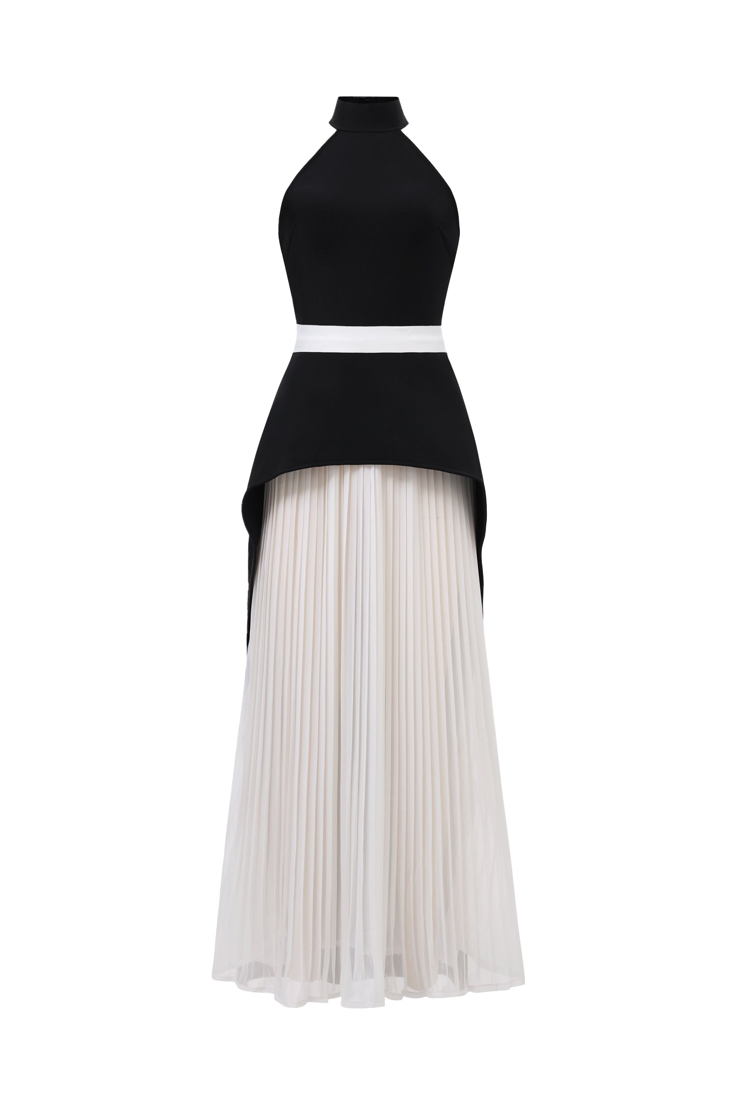 Mila Sleeveless Halter Wrinkles Maxi Dress