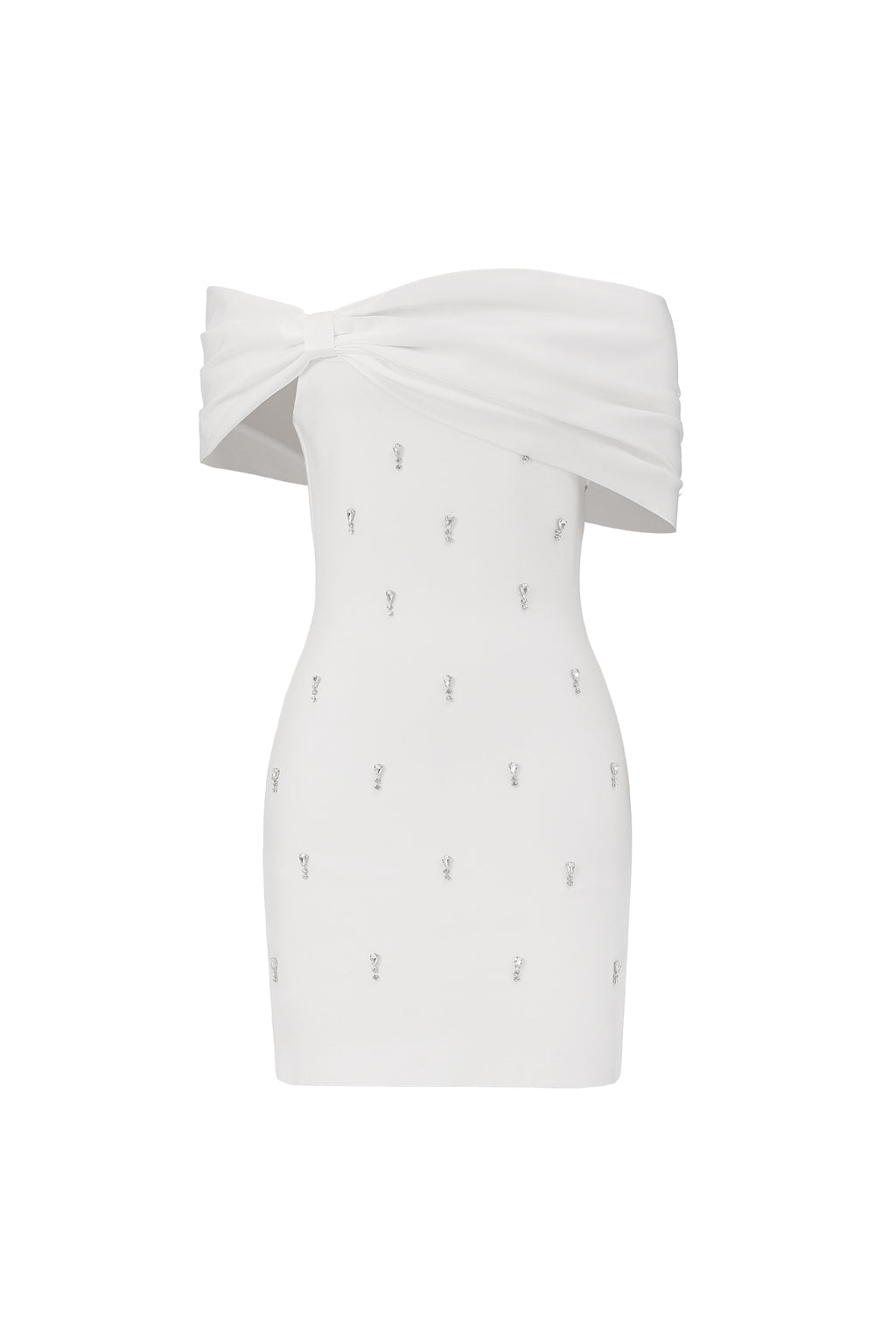 Verney Off The Shoulder Bow Diamond Bandage Mini Dress