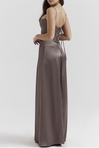 Anabella Lace-Up Satin Gown