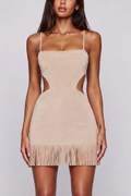 Tavelle Fringe Cutout Mini Dress