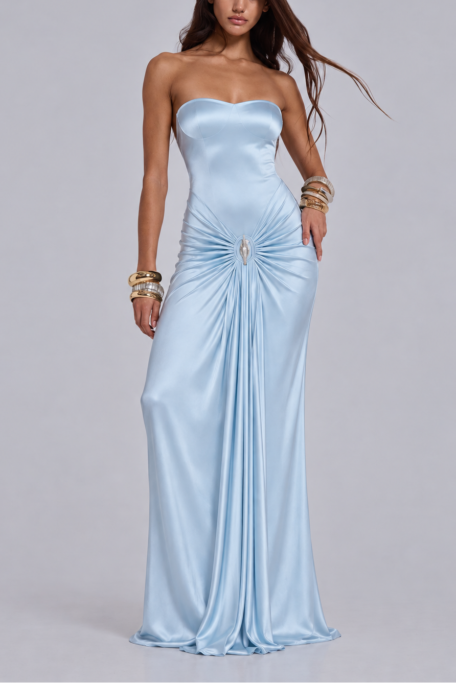 Celeste Draped Satin Gown