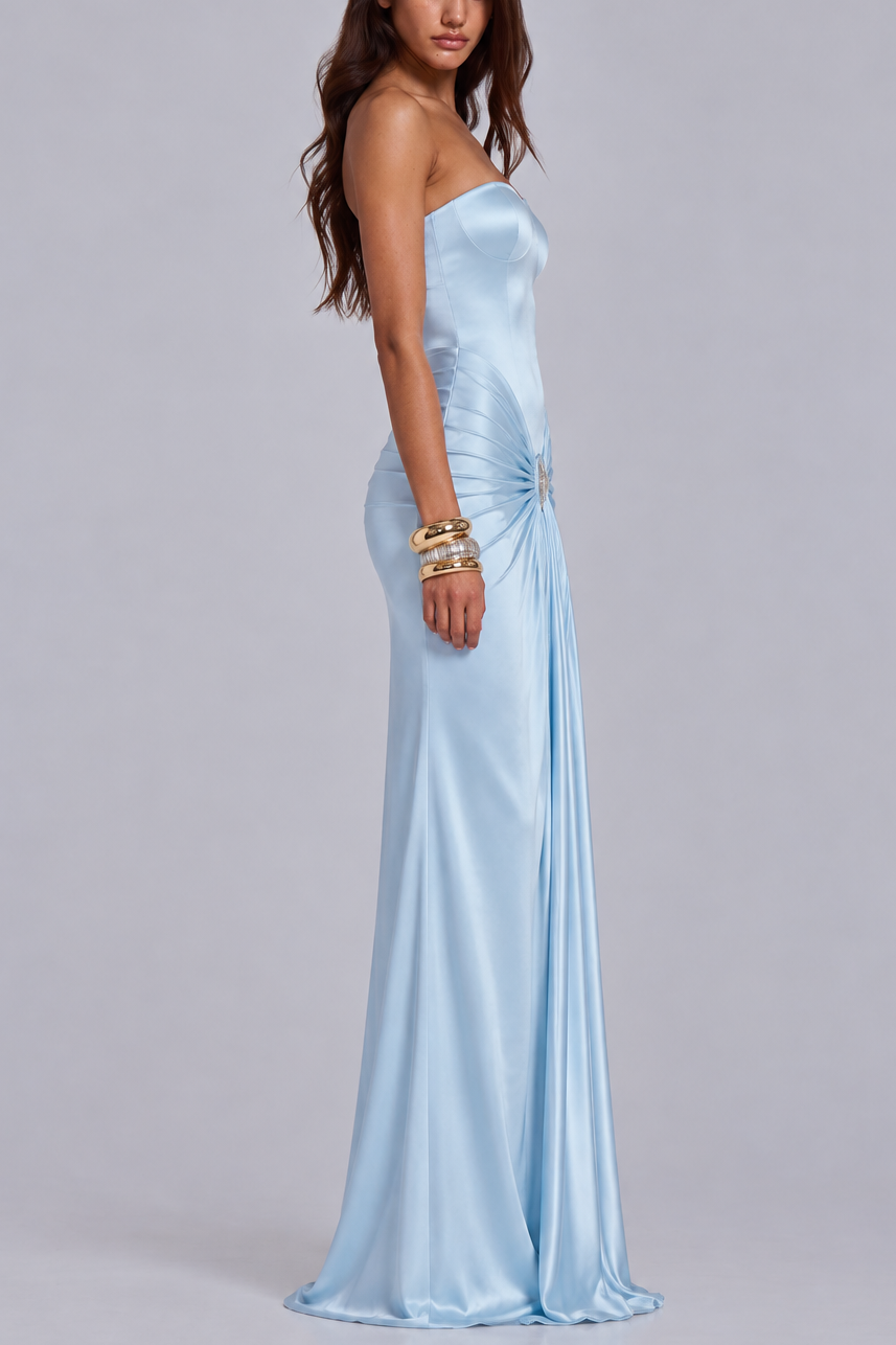 Celeste Draped Satin Gown