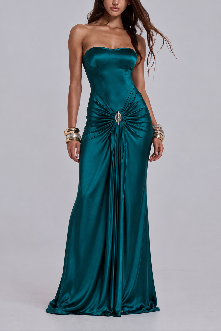 Celeste Draped Satin Gown