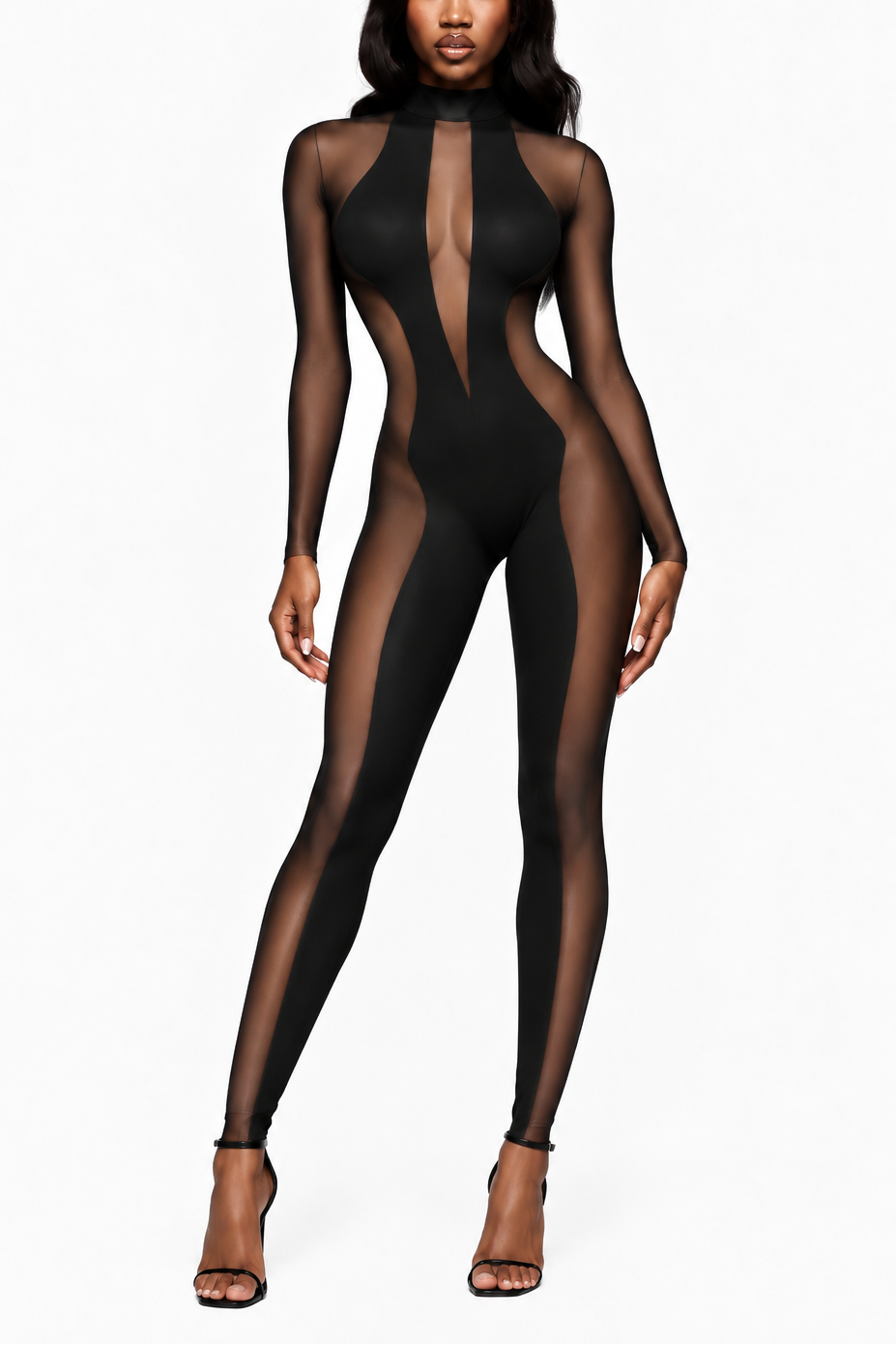 Sienna Sculpt Mesh Long Sleeve Jumpsuit