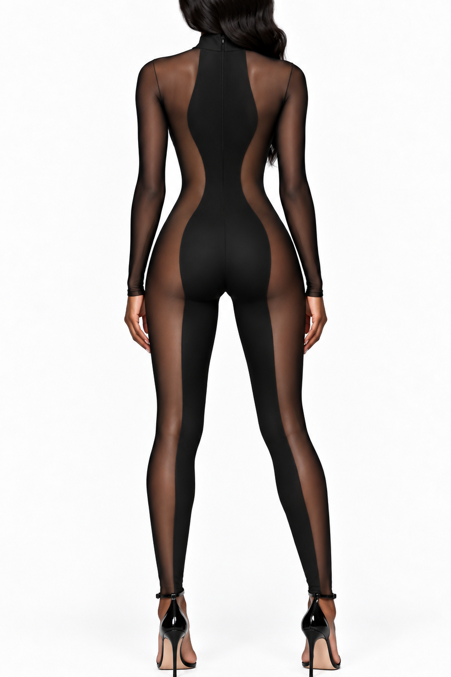 Sienna Sculpt Mesh Long Sleeve Jumpsuit