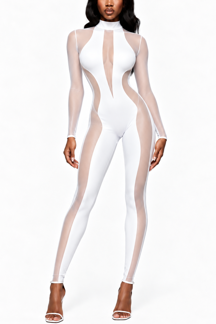 Sienna Sculpt Mesh Long Sleeve Jumpsuit