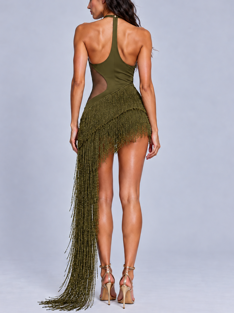 Nyx Halter Fringe Mini Dress