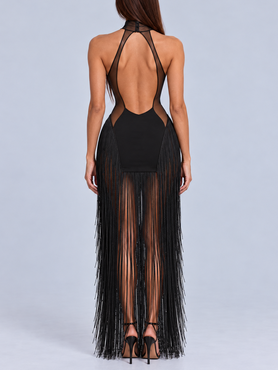 Eclipse Fringe Illusion Maxi Dress