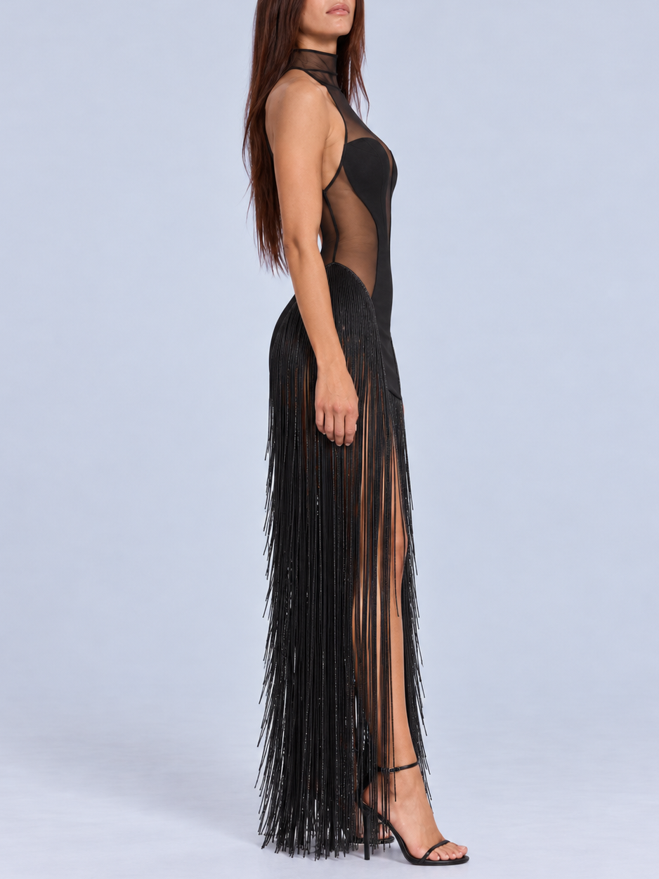 Eclipse Fringe Illusion Maxi Dress