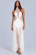 Eclipse Fringe Illusion Maxi Dress In White