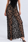 Nocturne Feather Lace Maxi Dress