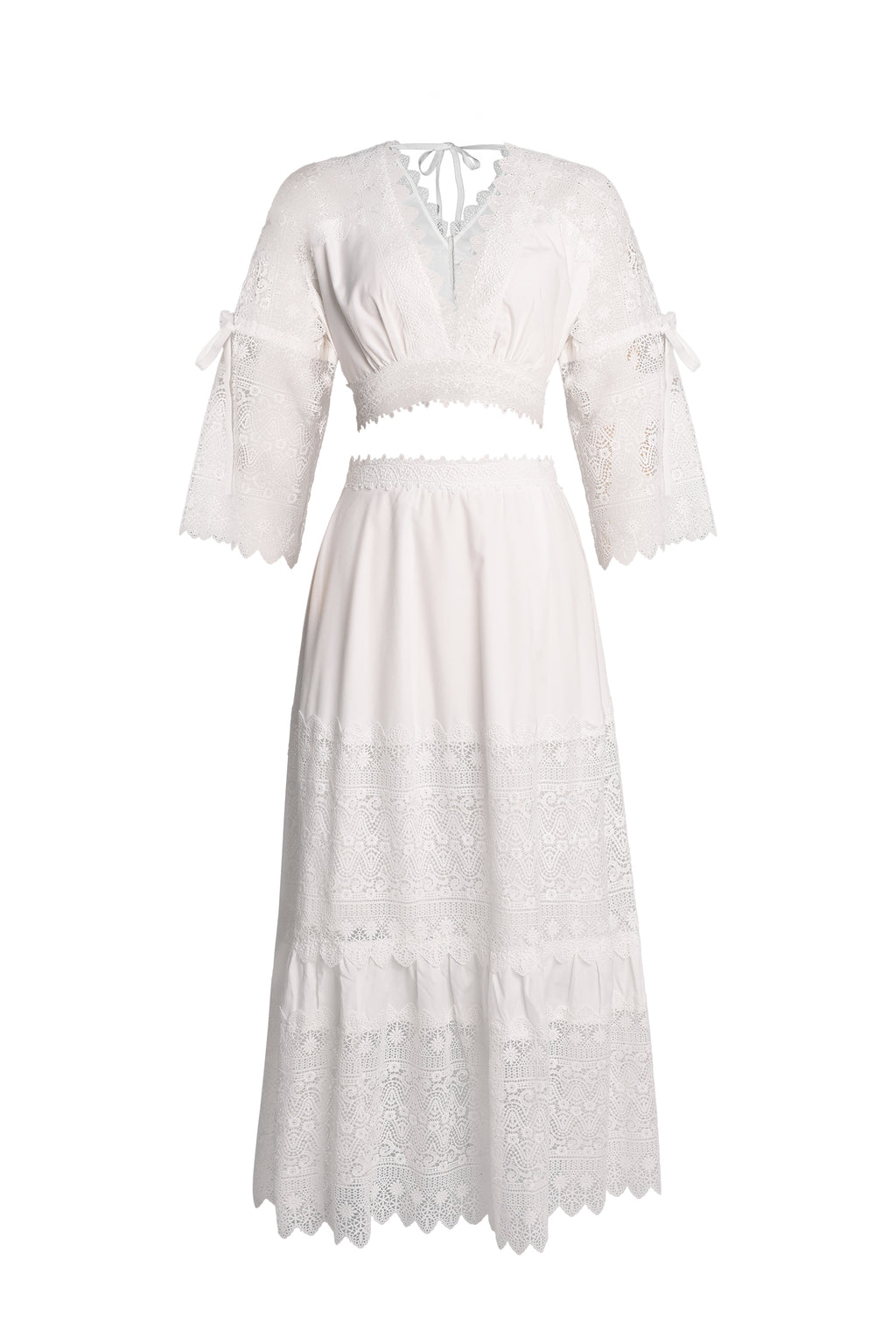 Eudora Deep V Lace Maxi Set