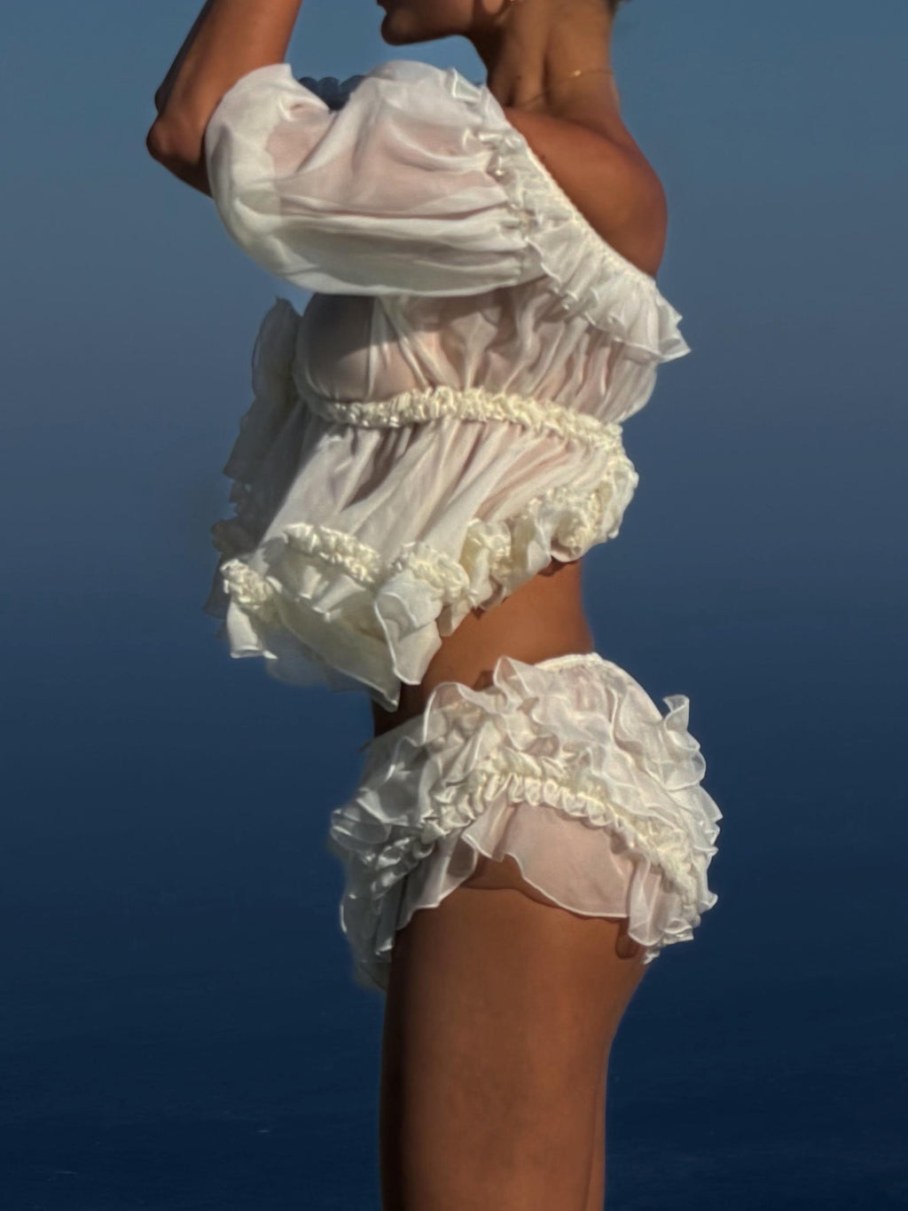 Ethereal Ruffle Chiffon Two-Piece Set