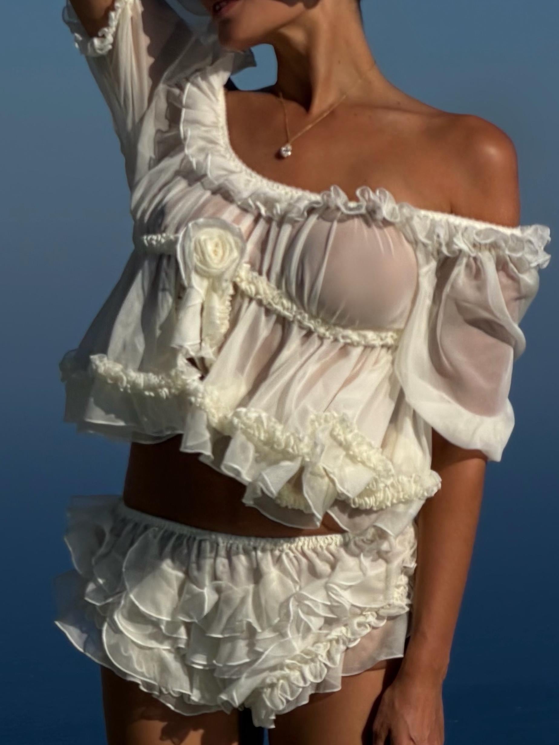 Ethereal Ruffle Chiffon Two-Piece Set