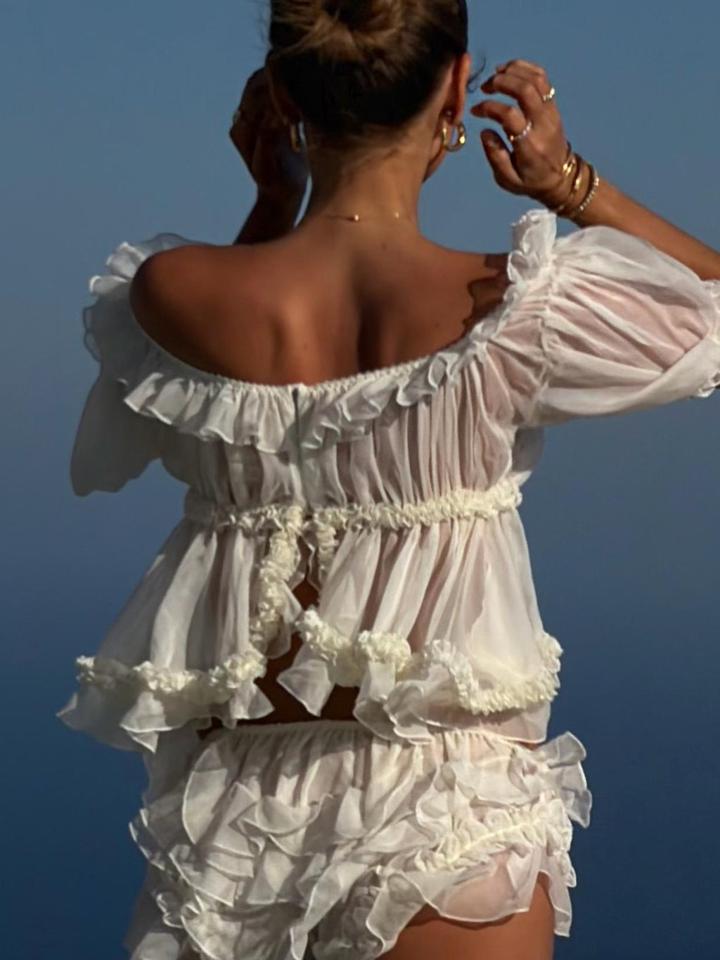 Ethereal Ruffle Chiffon Two-Piece Set