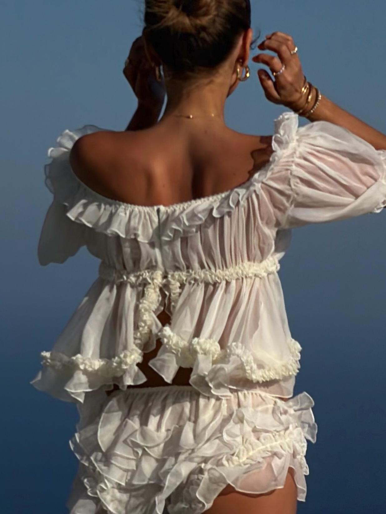 Ethereal Ruffle Chiffon Two-Piece Set