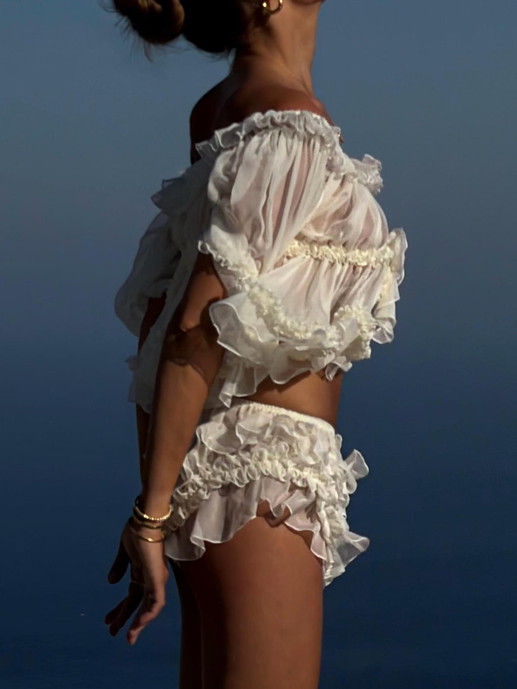 Ethereal Ruffle Chiffon Two-Piece Set