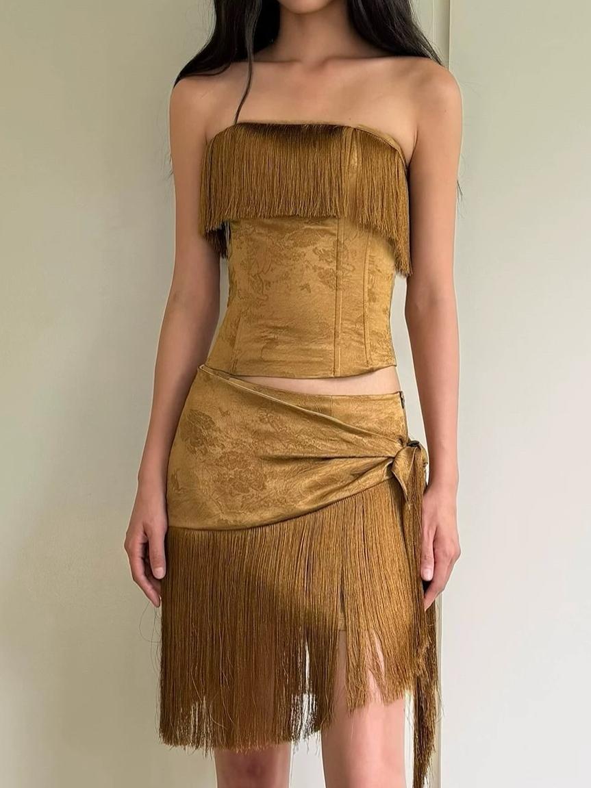 Fringe Bandeau Two Piece Set