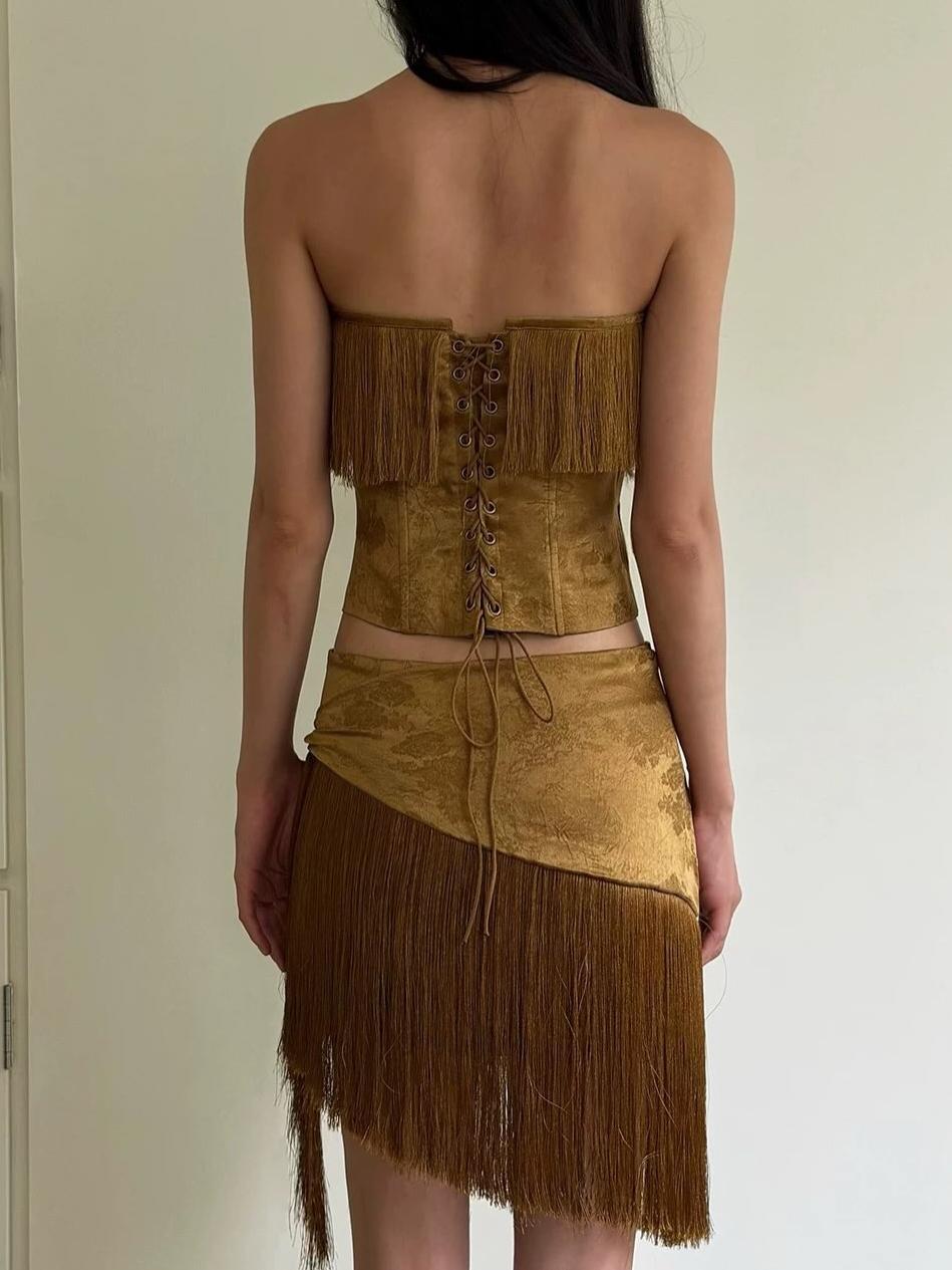 Fringe Bandeau Two Piece Set
