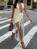 Sienna Fringe Plunge Mini Dress