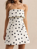 White & Black Polka Dot Square-Neck Mini Dress