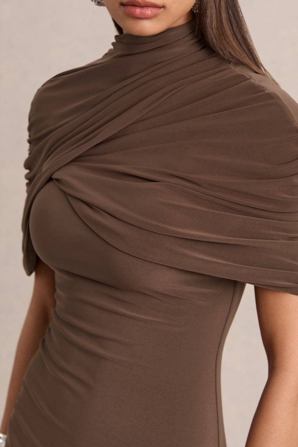Bodycon Mini Dress With Twisted Cape