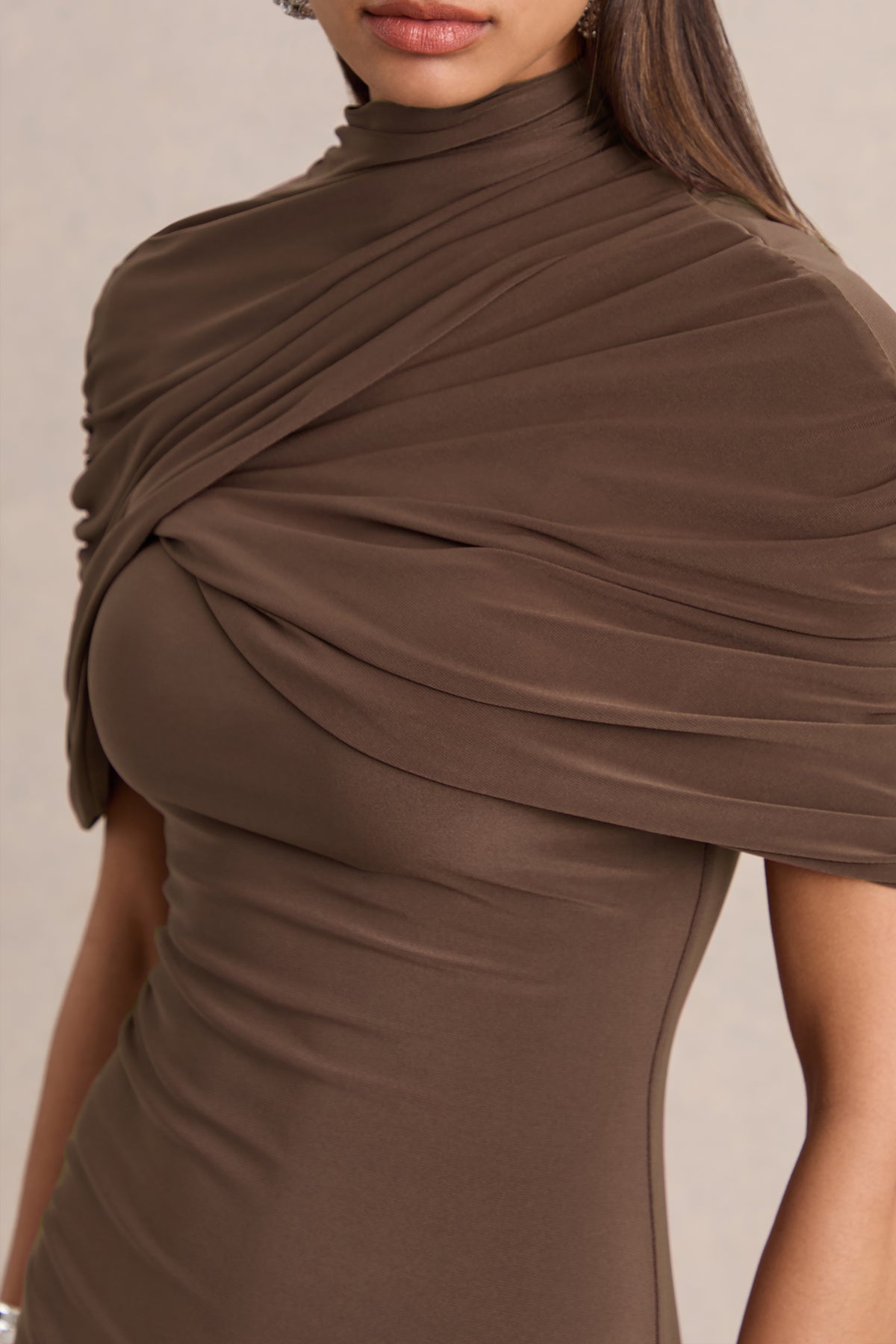 Bodycon Mini Dress With Twisted Cape