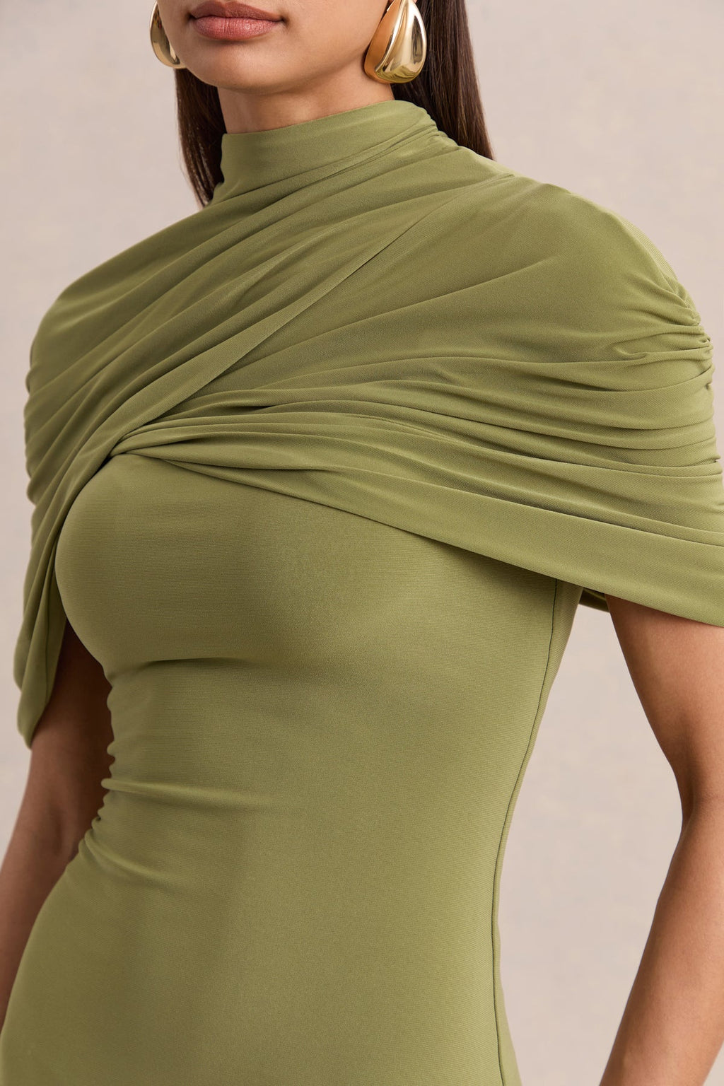 Bodycon Mini Dress With Twisted Cape