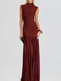 Burgundy Bandage Knit Tiered Maxi Dress