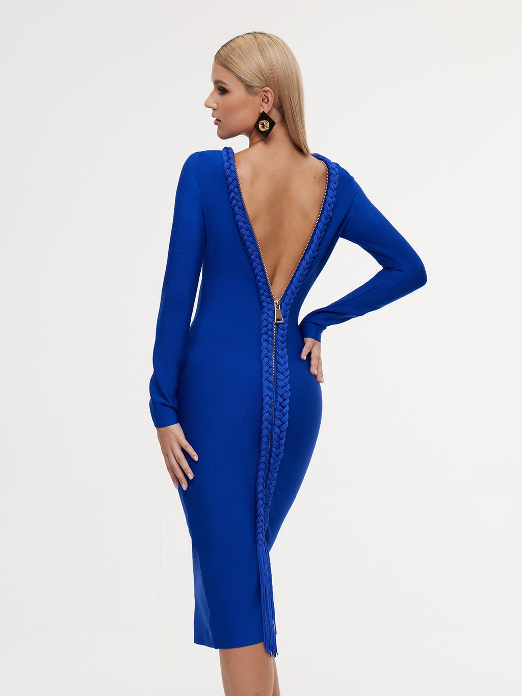 Eddyron Long Sleeve Bandage Midi Dress