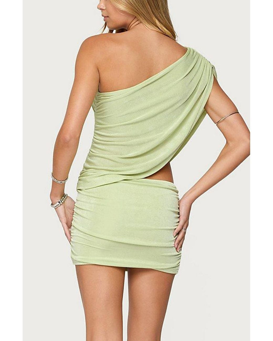 Women's Green Fiora One Shoulder Cutout Mini Dress