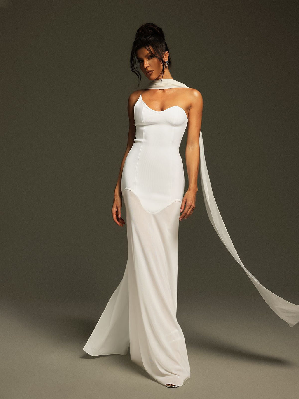 Emine Strapless Draped Bandage Maxi Dress