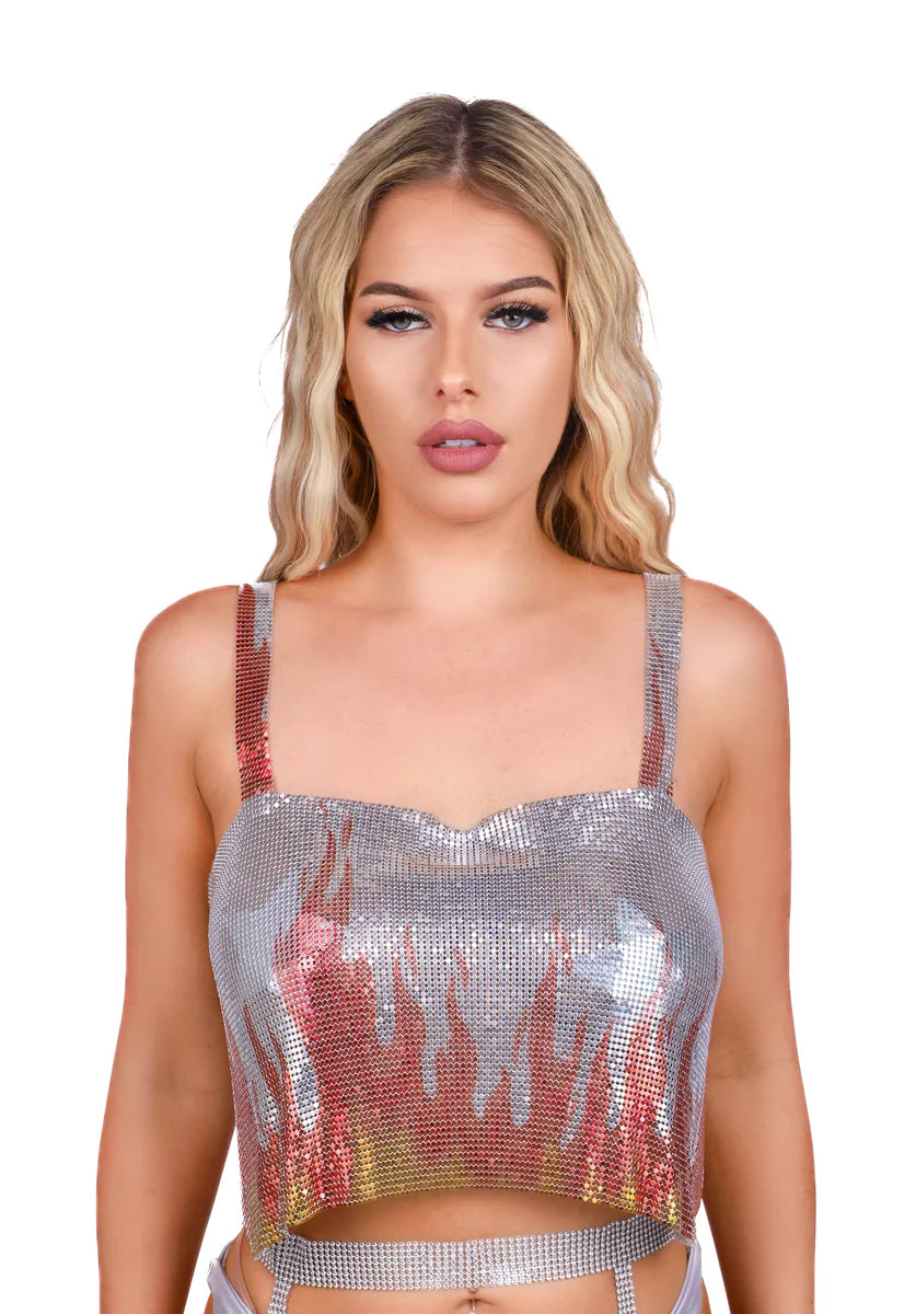 Nightclub Party Passionate Flame Print Cami Top
