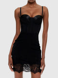 Faizel Spaghetti Corset Lace Mini Dress In Black