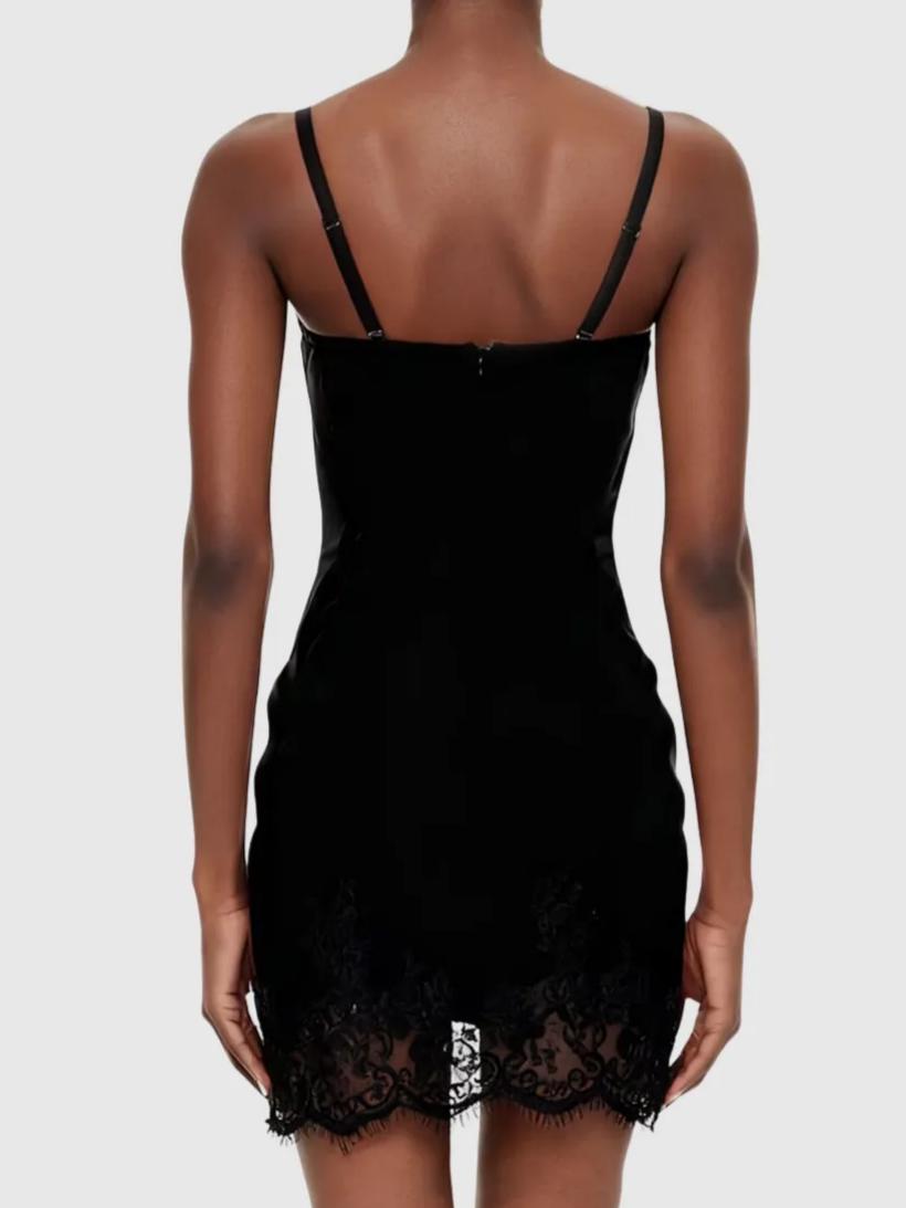 Faizel Spaghetti Corset Lace Mini Dress In Black