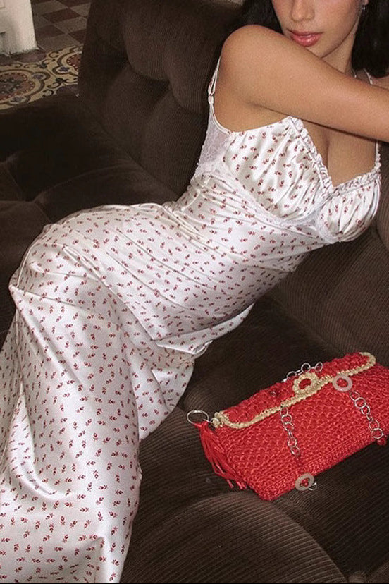 Indoor Home Elegant Charming Floral Camisole Dress