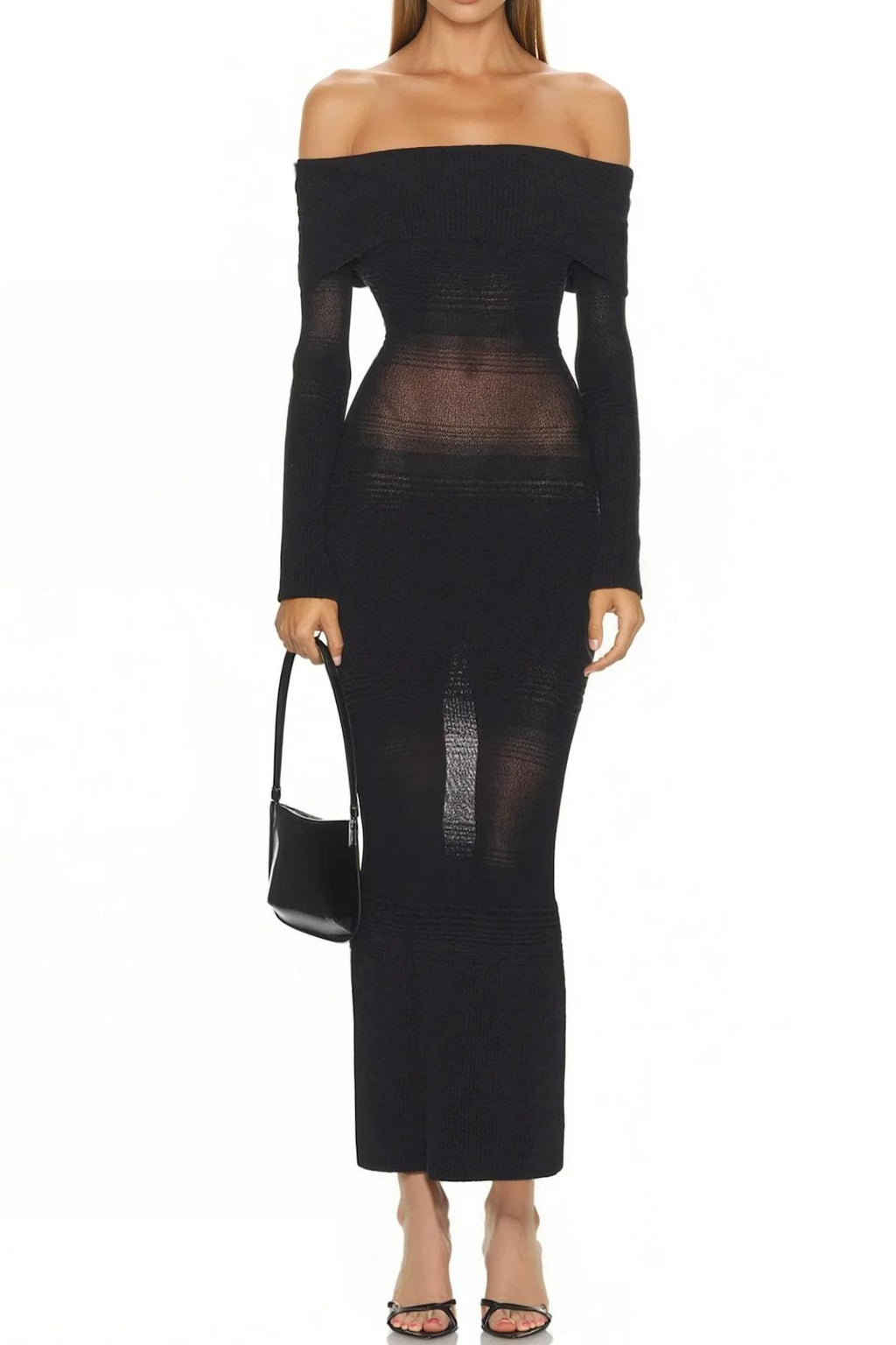 Urban Wool Chic Off-Shoulder Maxi Dress