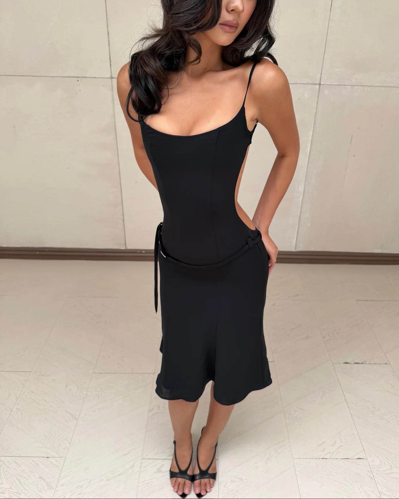 Backless Slip Midi Dress