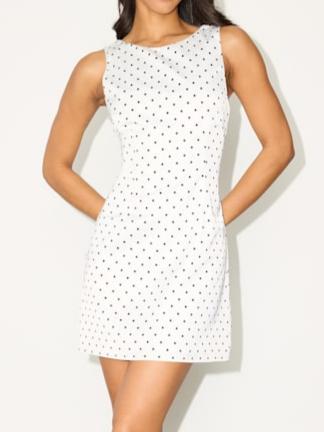 Elevated Appearance White Polka Dot Satin Open Back Mini Dress