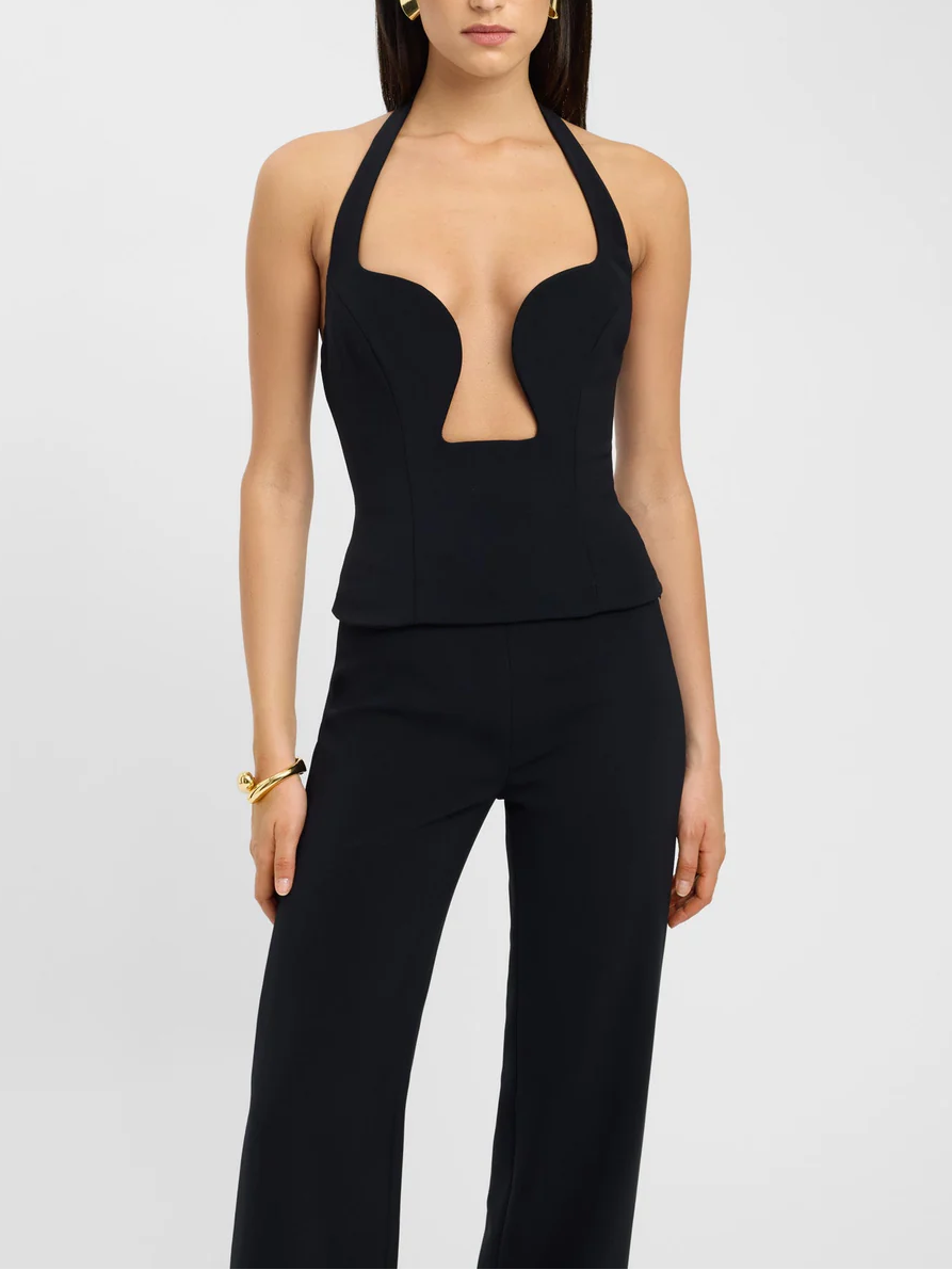 Low Cut Top & Flare Pants