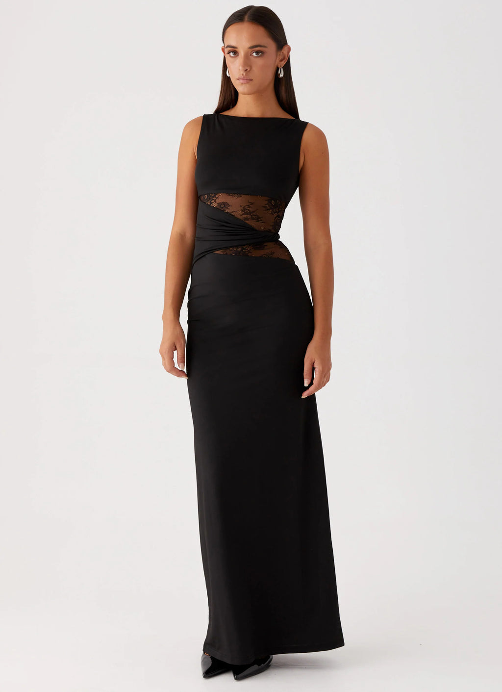 Elegant Lace Panel Maxi Dress