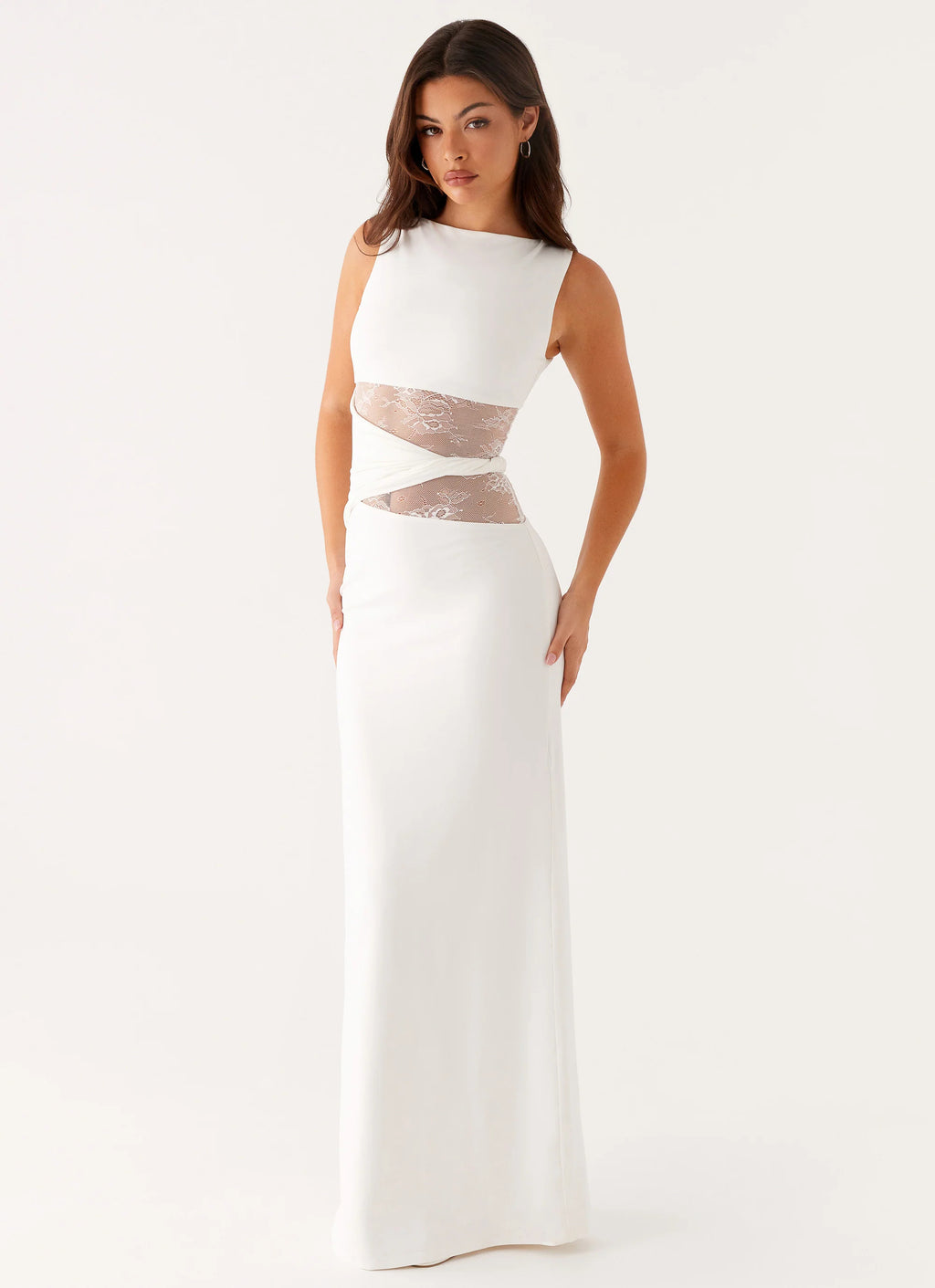 Elegant Lace Panel Maxi Dress