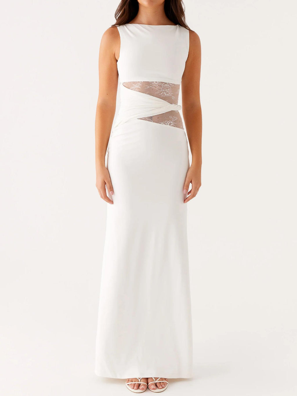 Elegant Lace Panel Maxi Dress