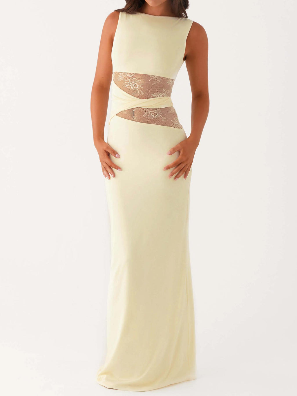 Elegant Lace Panel Maxi Dress