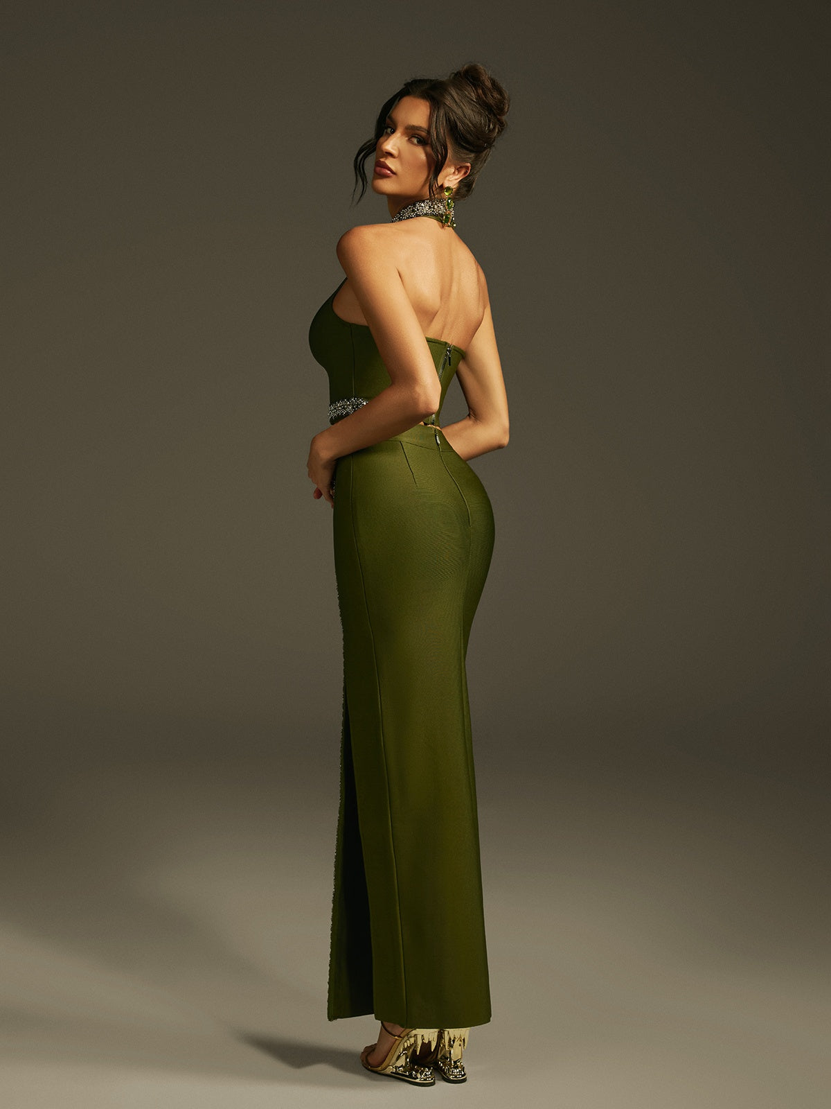 Landri Halterneck Crystal Bandage Skirt Set