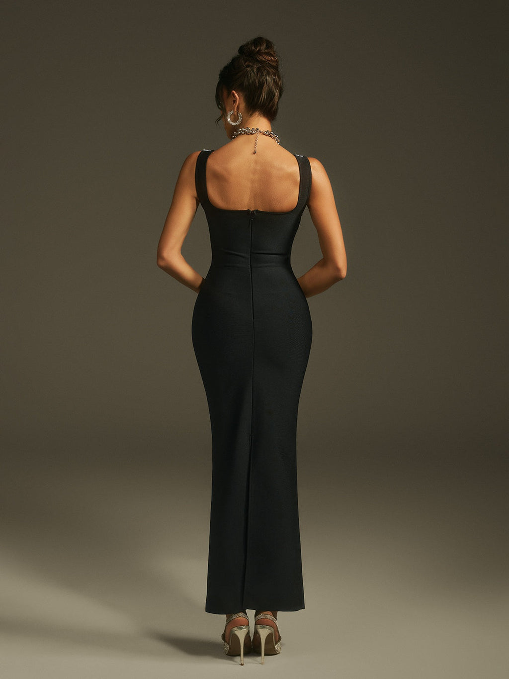 Levina Sleeveless Crystal Bandage Maxi Dress