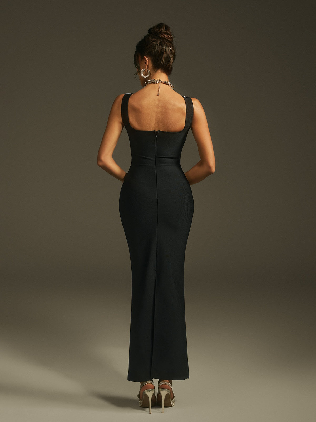 Levina Sleeveless Crystal Bandage Maxi Dress