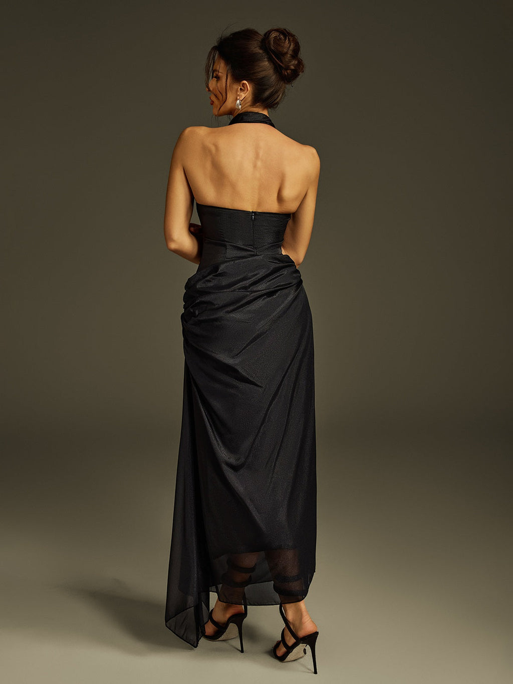 Llinos Halterneck Ruched Maxi Dress